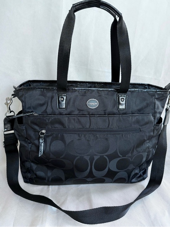 Coach Handbags - Coach Signature Nylon Multifunction Tote Black Diaper Bag w/Pad Travel Work Bag